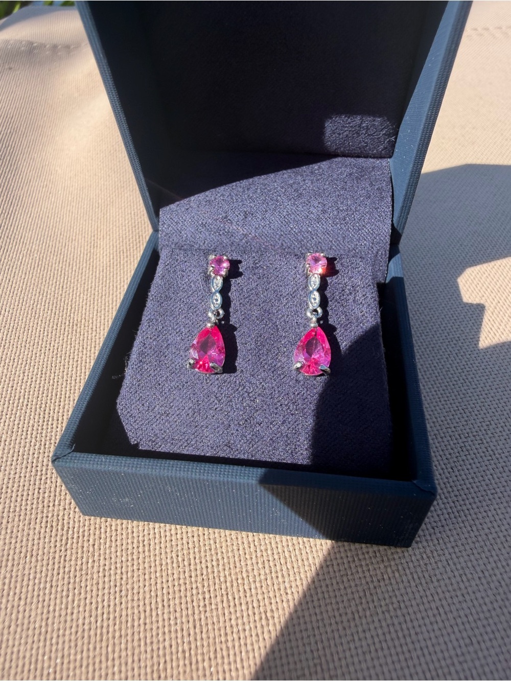 Pink Sapphire Teardrop Drop Earrings - Elegant Women's Jewelry
